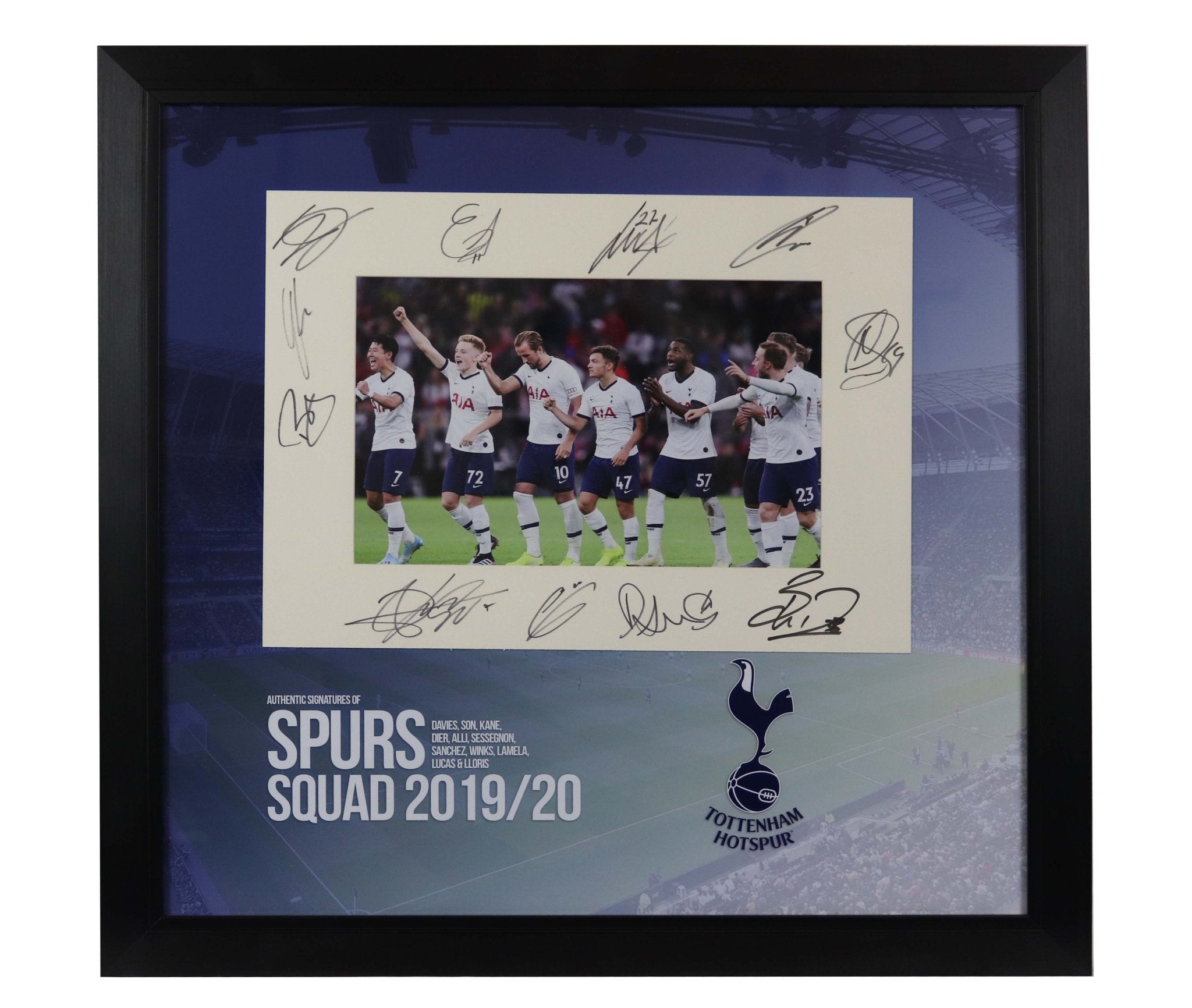 Tottenham Hotspurs team photo 11 signed 2019/20 - Memorabilia Framers Shop